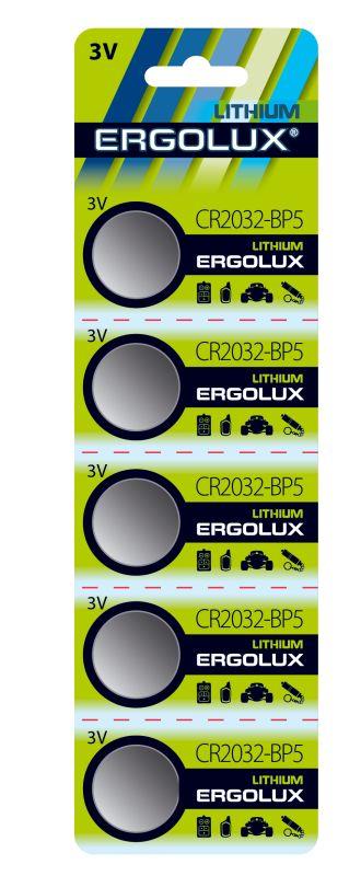элемент питания литиевый cr2032 bl-5 3в (блист.5шт) ergolux 12051 с доставкой по МСК, категория гальванический элемент