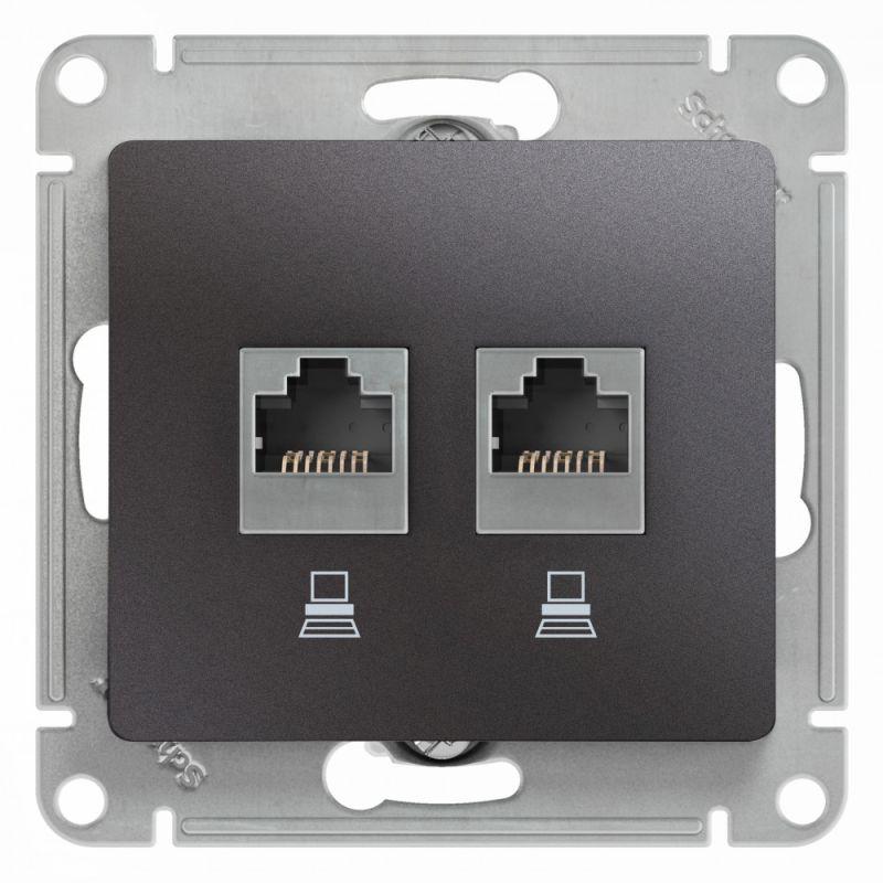 розетка компьютерная 2-м glossa rj45 кат.5e механизм графит se gsl001385kk с доставкой по МСК, категория розетка медная коммуникационная (витая пара)