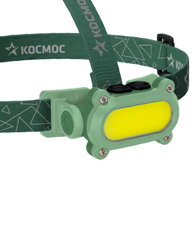 фонарь аккумуляторный налобный 7вт cob led+красн. li-ion 18650 1200ма.ч корпус abs-пластик usb-шнур type c регулируемый эласт. ремешок космос koc503lit с доставкой по МСК, категория фонарь карманный, ручной электрический