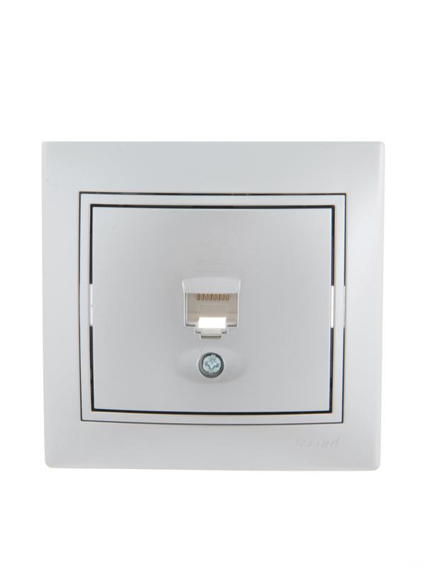 розетка компьютерная 1-м сп mira rj45 сер. метал. lezard 701-1010-139 с доставкой по МСК, категория розетка медная коммуникационная (витая пара)