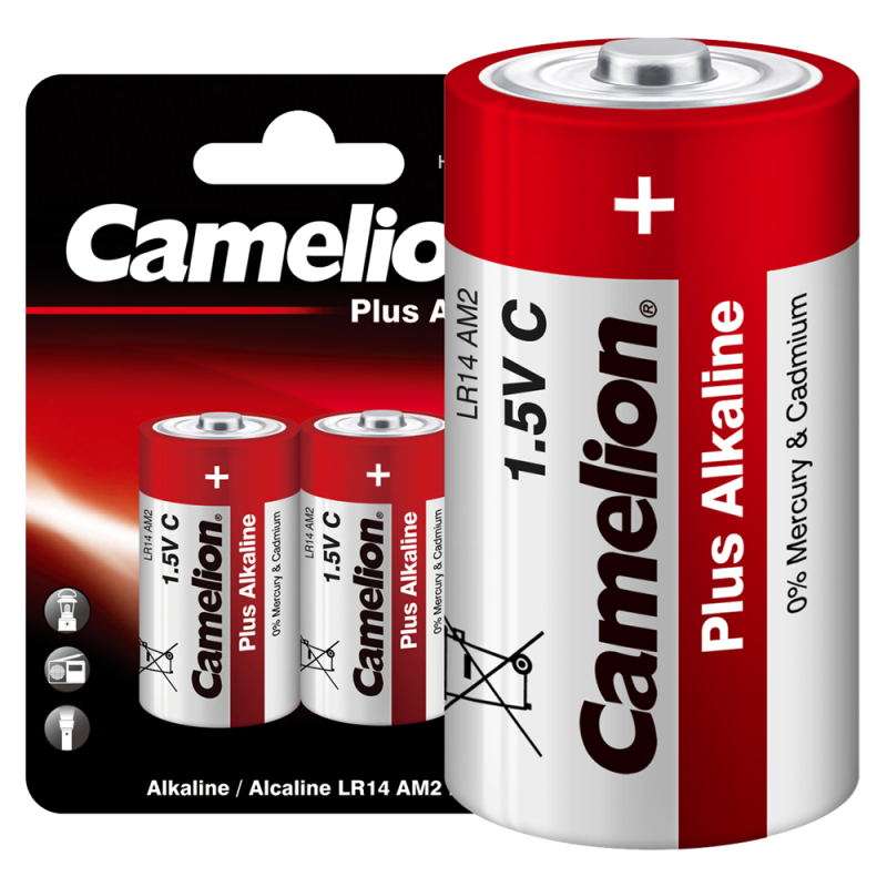 элемент питания алкалиновый c/lr14 1.5в plus alkaline lr14-bp2 bl-2 (блист.2шт) camelion 1653 с доставкой по МСК, категория гальванический элемент