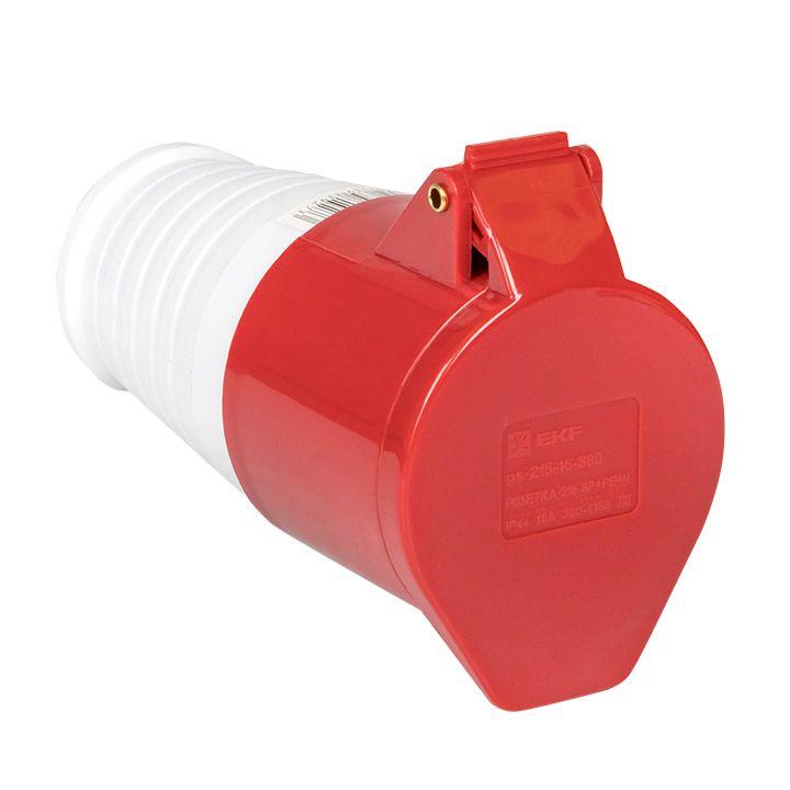 розетка кабельная 16а 380в 3p+ре+n ip44 (215) ekf ps-215-16-380 с доставкой по МСК, категория розетка стандарта сее кабельная