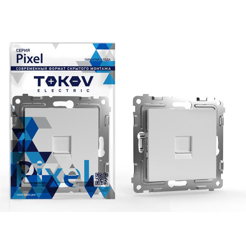 розетка компьютерная 1-м сп pixel rj45 кат.5e механизм бел. tokov electric tke-px-rc1-c01 с доставкой по МСК, категория розетка медная коммуникационная (витая пара)