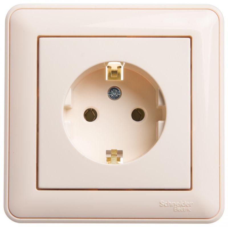 розетка 1-м сп w59 16а ip20 с заземл. без защ. шторок сл. кость se rs16-154-28 с доставкой по МСК, категория розетка штепсельная