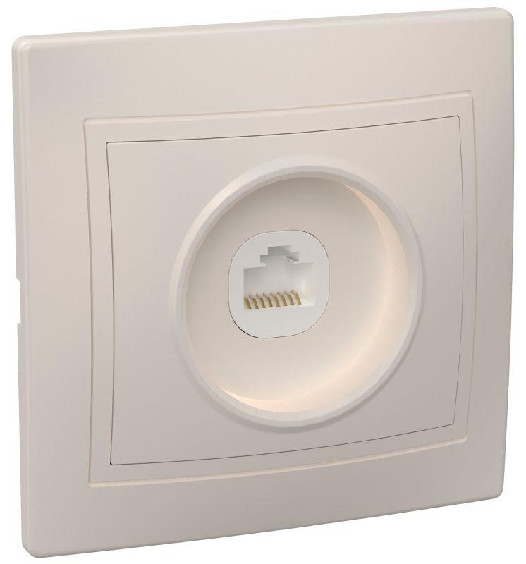 розетка компьютерная 1-м сп кварта рк10-ккм ip20 крем. iek ekk10-k33-dm с доставкой по МСК, категория розетка медная коммуникационная (витая пара)