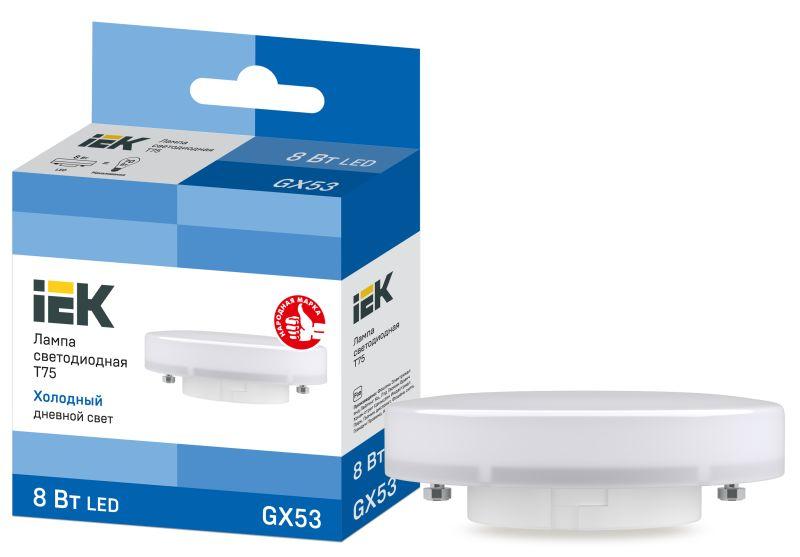 лампа светодиодная t75 таблетка 8вт 230в 6500к gx53 iek lle-t80-8-230-65-gx53 с доставкой по МСК, категория лампа светодиодная