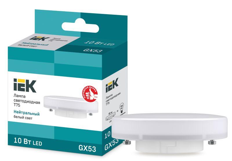 лампа светодиодная eco 10вт t75 таблетка 4000к нейтр. бел. gx53 230в iek lle-t80-10-230-40-gx53 с доставкой по МСК, категория лампа светодиодная
