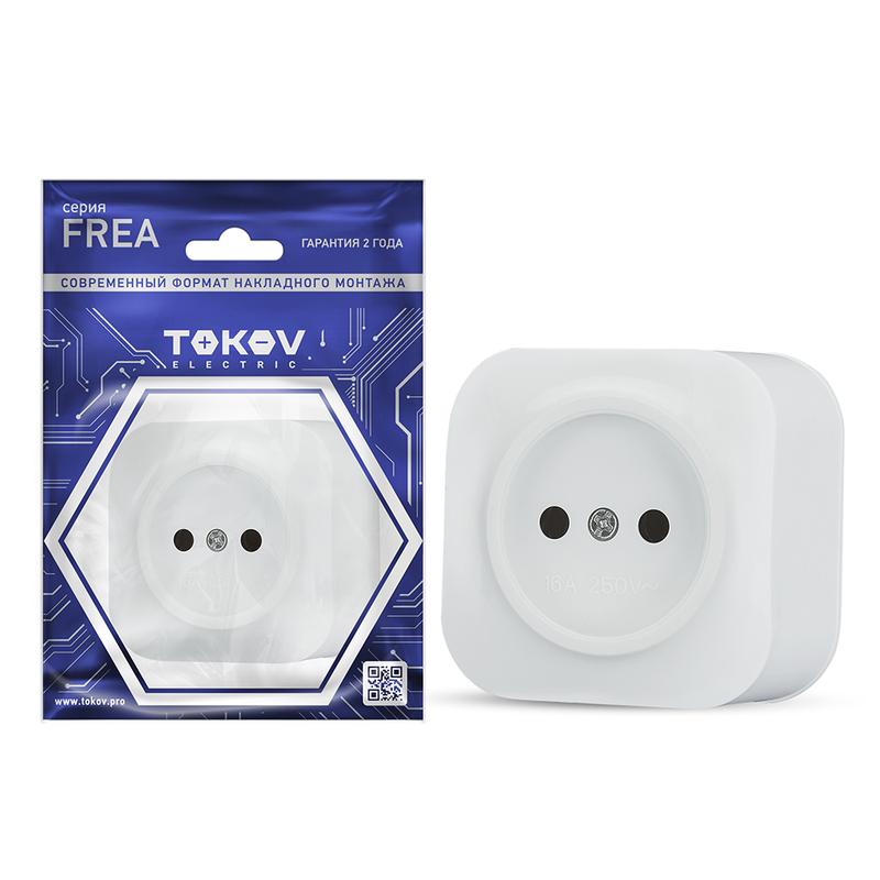розетка 1-м оп frea 16а ip20 250в без заземл. абс-пластик бел. tokov electric tke-fr-r1-c01 с доставкой по МСК, категория розетка штепсельная