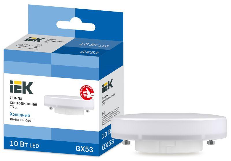 лампа светодиодная t75 таблетка 10вт 230в 6500к gx53 iek lle-t80-10-230-65-gx53 с доставкой по МСК, категория лампа светодиодная