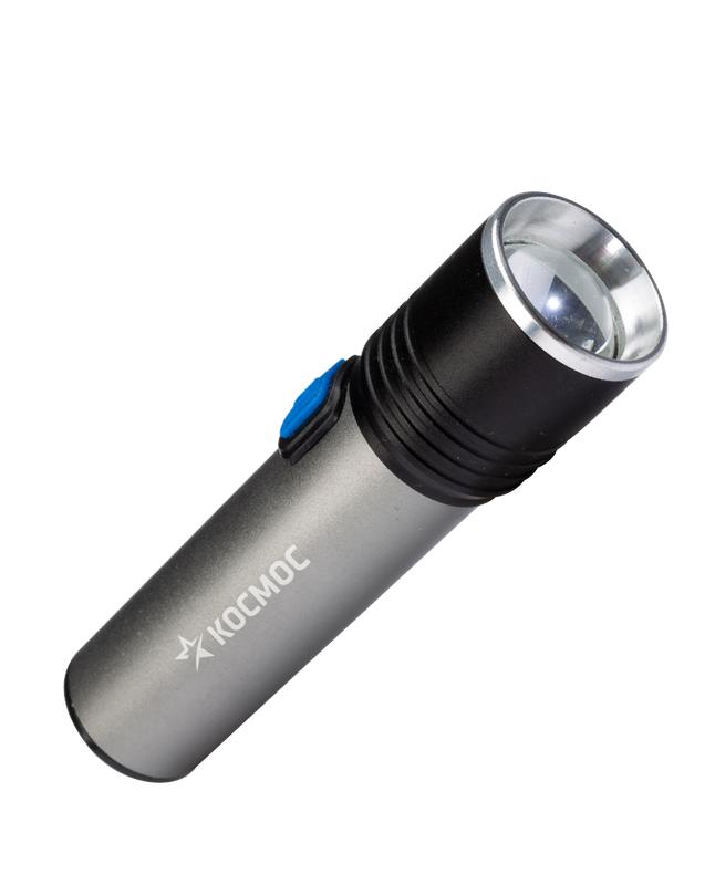 фонарь аккумуляторный ручной led 3вт линза зум аккум. li-ion 18650 1.2а.ч usb-шнур анодир. алюм. космос kos111lit с доставкой по МСК, категория фонарь карманный, ручной электрический