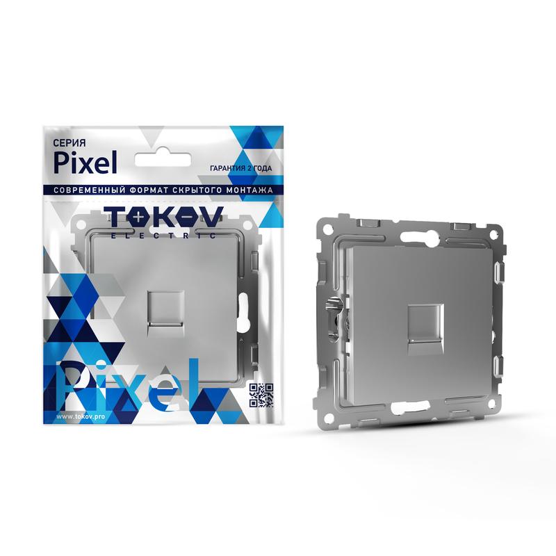 розетка компьютерная 1-м сп pixel rj45 кат.5e механизм алюм. tokov electric tke-px-rc1-c03 с доставкой по МСК, категория розетка медная коммуникационная (витая пара)