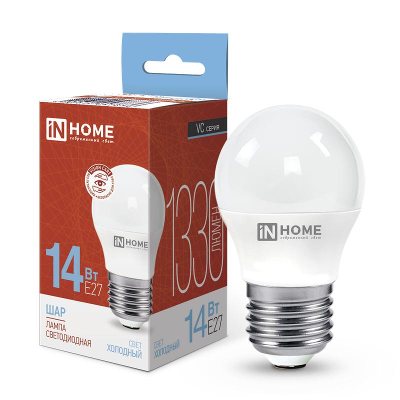 лампа светодиодная led-шар-vc 14вт 230в e27 6500к 1330лм in home 4690612047836 с доставкой по МСК, категория лампа светодиодная