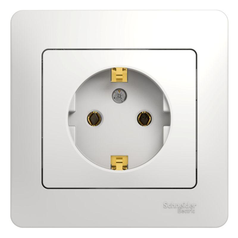 розетка 1-м сп glossa 16а ip20 с заземл. в сборе бел. se gsl000142 с доставкой по МСК, категория розетка штепсельная