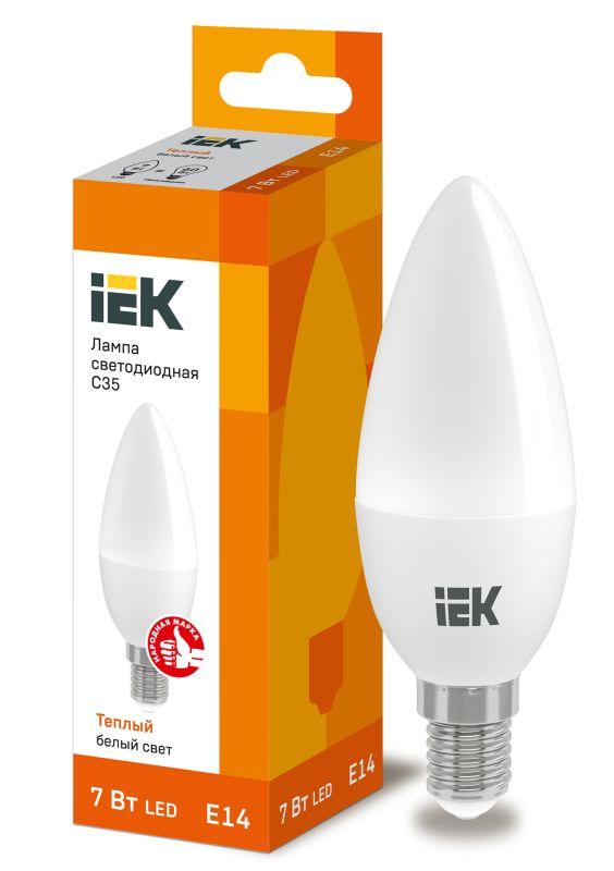 лампа светодиодная eco c35 7вт свеча 3000к e14 230в iek lle-c35-7-230-30-e14 с доставкой по МСК, категория лампа светодиодная