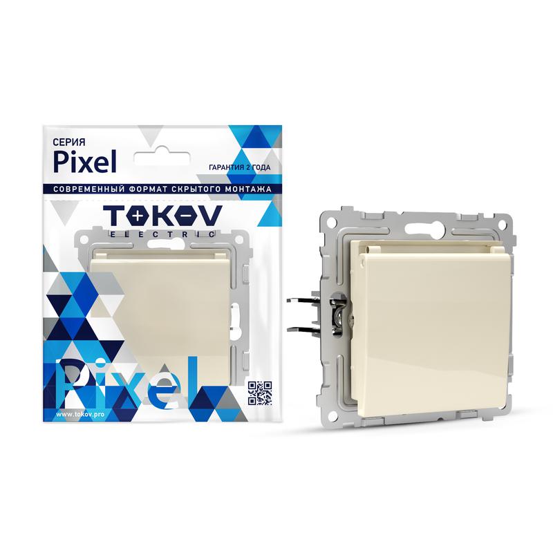 розетка 1-м сп pixel 16а ip20 с заземл. защ. шторки с крышкой механизм беж. tokov electric tke-px-r1zsw1-c02 с доставкой по МСК, категория розетка штепсельная