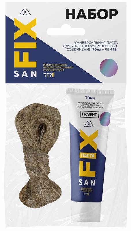 набор монтажный универсальная паста+лен (70мл+15гр) графит sanfix rtp 40714 с доставкой по МСК, категория акссесуары для сантехнических изделий