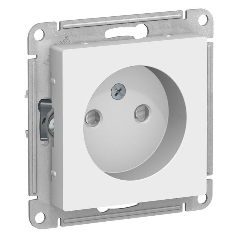 розетка 1-м сп atlasdesign 16а ip20 без заземл. защ. шторки механизм бел. se atn000149 с доставкой по МСК, категория розетка штепсельная