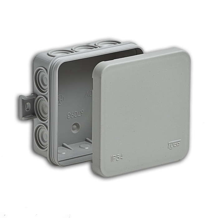 коробка распределительная оп 85х85х35мм 12 вводов ip54 сер. ruvinil 67093 с доставкой по МСК, категория распределительная коробка/корпус для монтажа на стене и на потолке