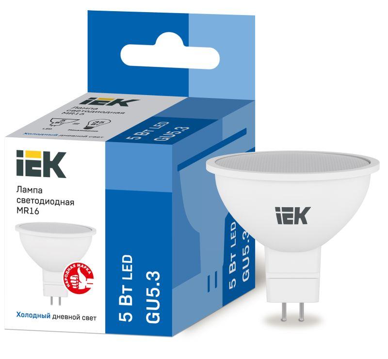 лампа светодиодная eco mr16 софит 5вт 230в 6500к gu5.3 iek lle-mr16-5-230-65-gu5 с доставкой по МСК, категория лампа светодиодная