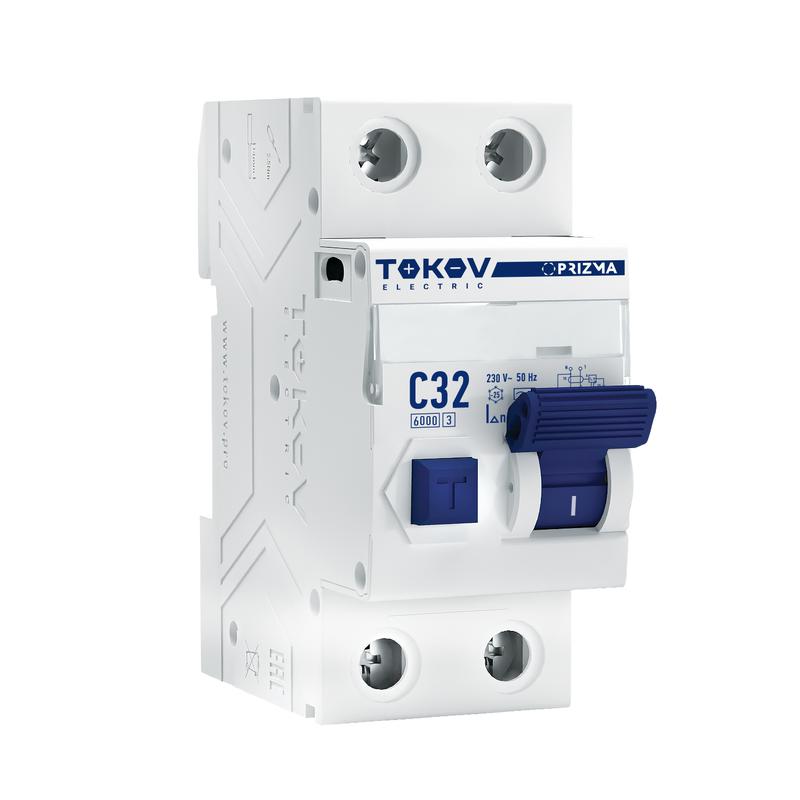 выключатель автоматический дифференциального тока 2п (1p+n) 32а 100ма тип ac 6ка хар-ка c tokov electric tke-pz60-rcbo-2-32-100-ac с доставкой по МСК, категория выключатель автоматический дифференциального тока