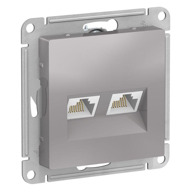 розетка компьютерная 2-м atlasdesign rj45 кат.5e механизм алюм. se atn000385 с доставкой по МСК, категория розетка медная коммуникационная (витая пара)