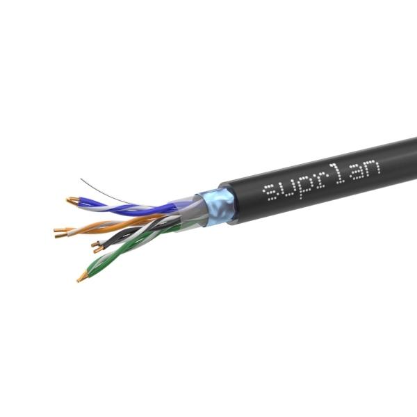 кабель витая пара f/utp кат.5e 4х2х24awg solid cu pe outdoor standard черн. (м) suprlan 01-1028-1 с доставкой по МСК, категория кабель для связи и передачи данных