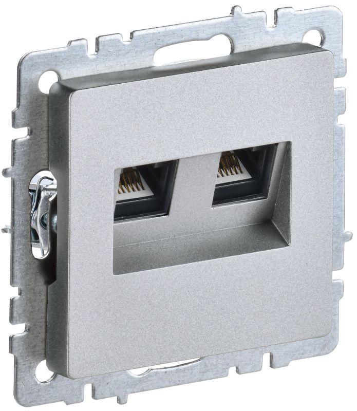 розетка компьютерная двойн. сп rj45 кат.5e brite рк10-2-бра механизм алюм. iek br-k20-1-k47 с доставкой по МСК, категория розетка медная коммуникационная (витая пара)