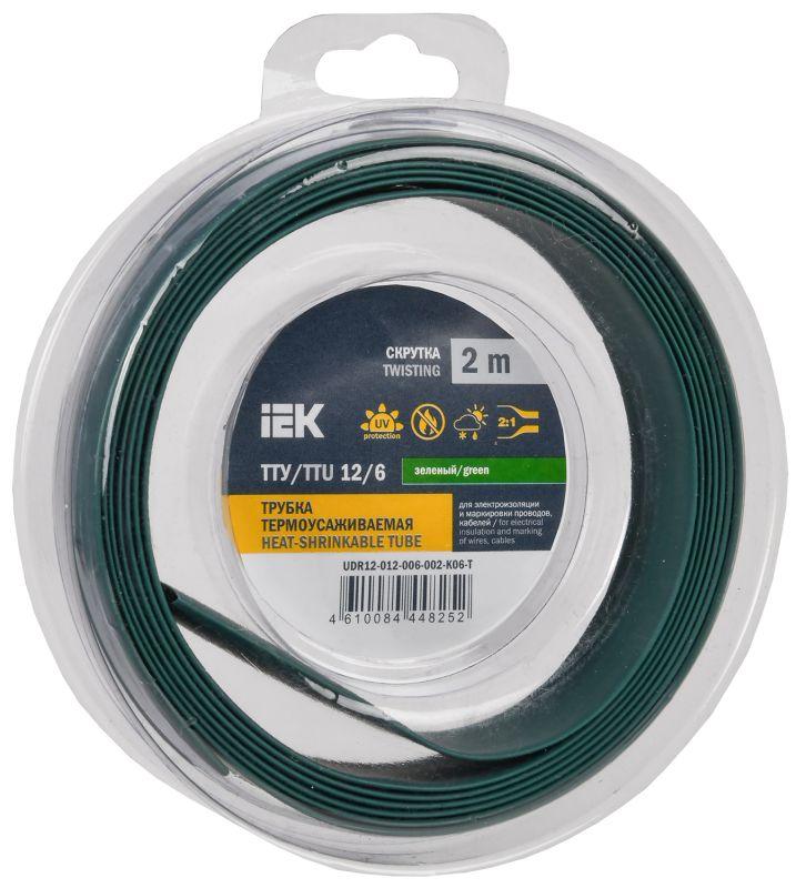 трубка термоусадочная тту нг-ls 12/6 зел. (уп.2м) iek udr12-012-006-002-k06-t с доставкой по МСК, категория трубка термоусадочная