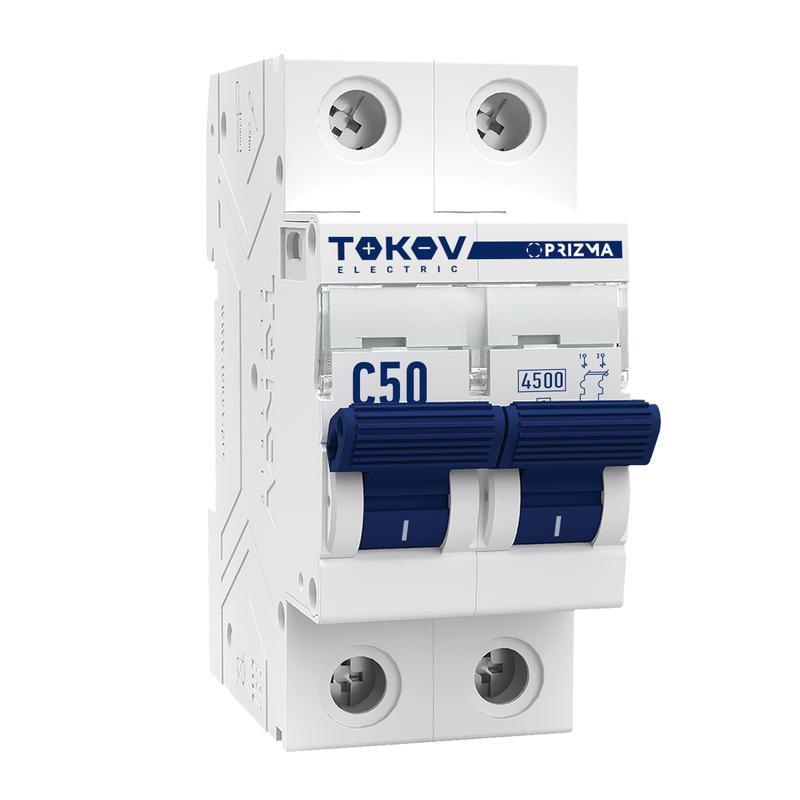 выключатель автоматический модульный 2п 50а 4.5ка х-ка c tokov electric tke-pz45-mcbi-2-50-c с доставкой по МСК, категория выключатель автоматический модульный