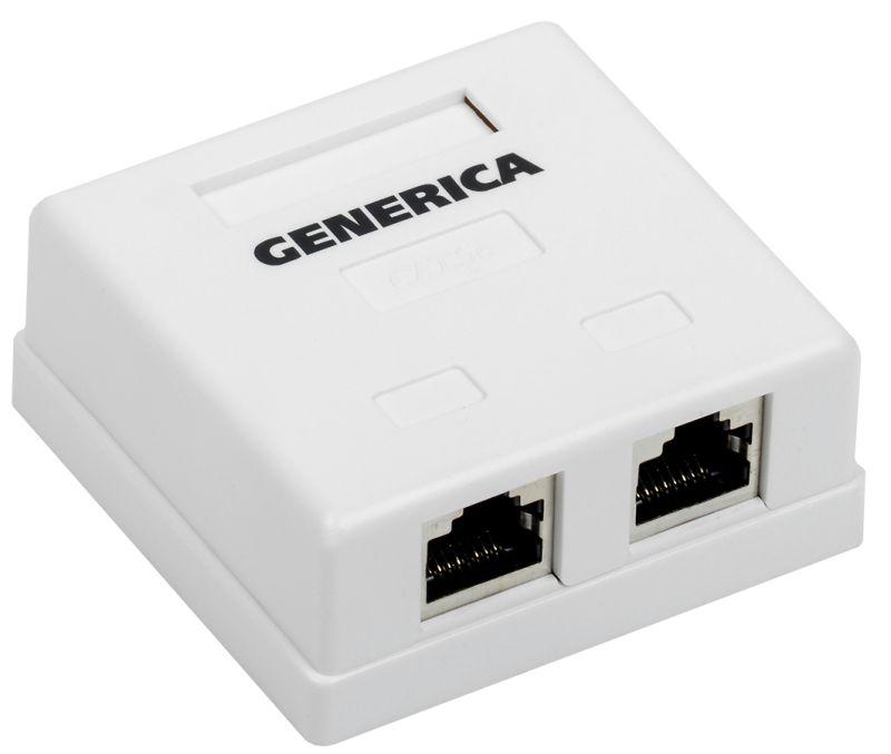 розетка компьютерная 2-м оп rj45 кат.5e ftp generica cs2-1c5ef-22-g с доставкой по МСК, категория розетка медная коммуникационная (витая пара)