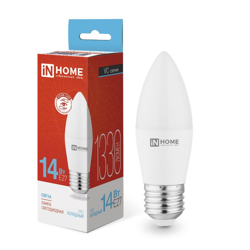 лампа светодиодная led-свеча-vc 14вт e27 6500к 1330лм in home 4690612047751 с доставкой по МСК, категория лампа светодиодная