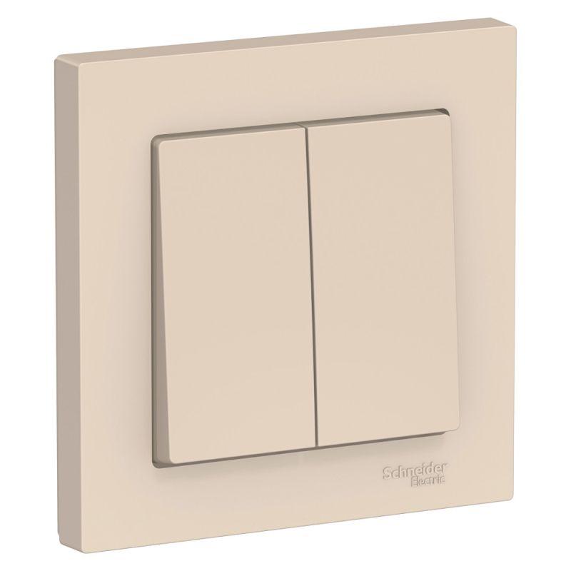 выключатель 2-кл. сп atlasdesign 10а ip20 (сх. 5) 10ax в сборе беж. se atn000252 с доставкой по МСК, категория выключатели, переключатели