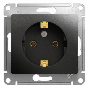розетка 1-м сп 1мод. glossa 16а ip20 с заземл. механизм антрацит se gsl000743 с доставкой по МСК, категория розетка штепсельная