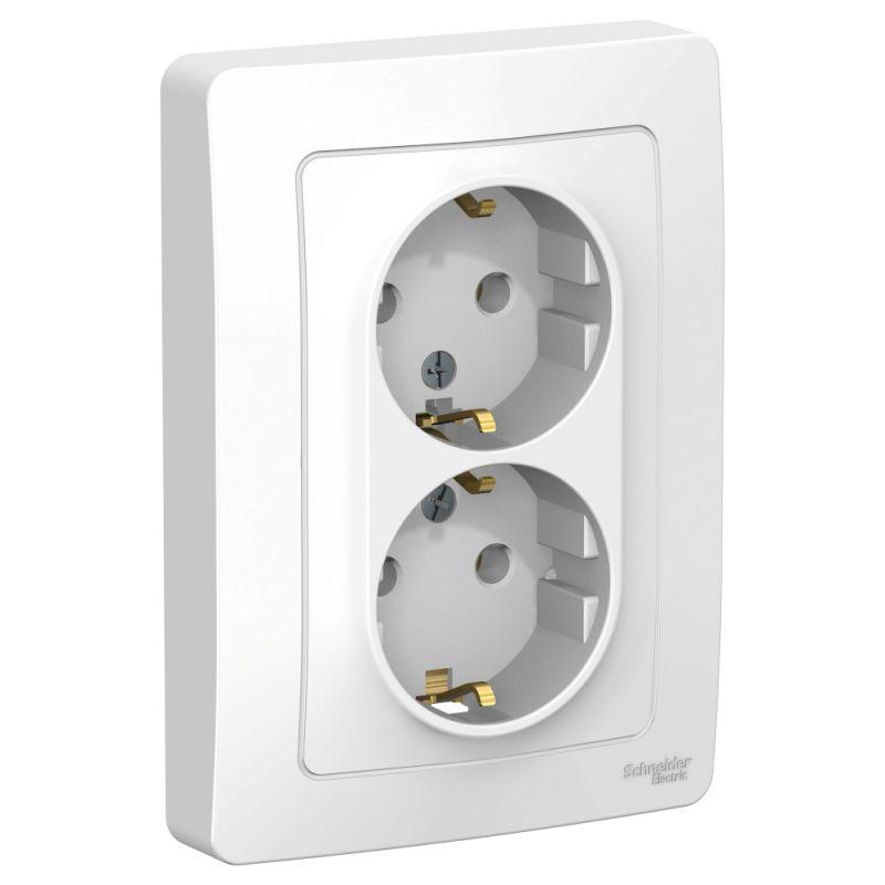 розетка 2-м сп blanca 16а ip20 250в с заземл. без защ. шторок бел. se blnrs001021 с доставкой по МСК, категория розетка штепсельная