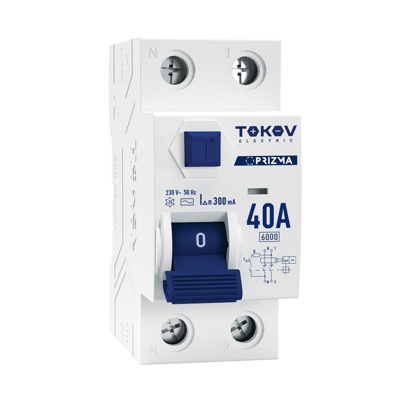 выключатель дифференциального тока (узо) 2п (1p+n) 40а 300ма тип ac 6ка tokov electric tke-pz60-rcdm-2-40-300-ac с доставкой по МСК, категория устройство защитного отключения (узо)