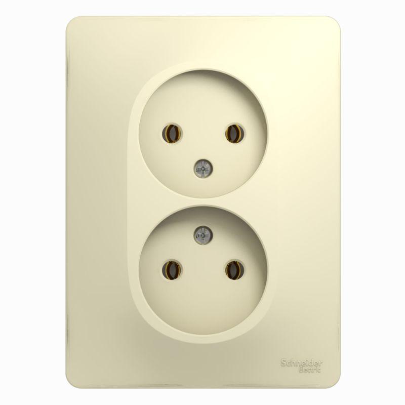 розетка 2-м сп glossa 16а ip20 без заземл. беж. se gsl000220 с доставкой по МСК, категория розетка штепсельная