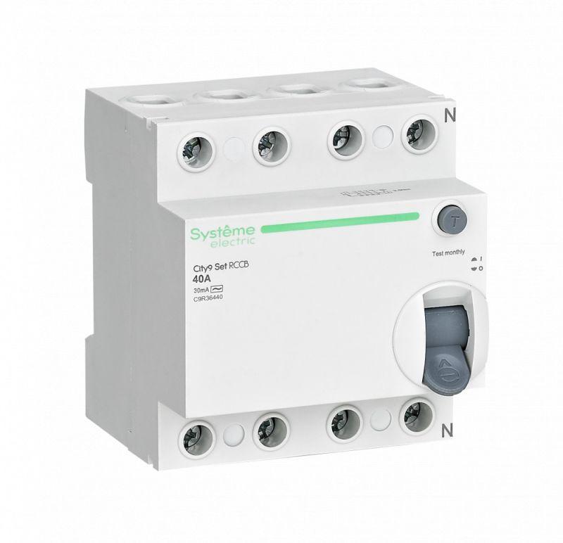 выключатель дифференциального тока (узо) 4п 40а 30ма тип ac city9 set 400в se c9r36440 с доставкой по МСК, категория устройство защитного отключения (узо)