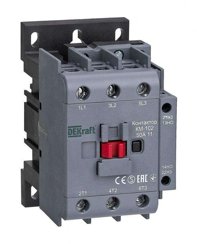 контактор км-102 3п 50а кат. 230в ac 1но+1нз ac-3 ac-4 dekraft 22007dek с доставкой по МСК, категория контактор