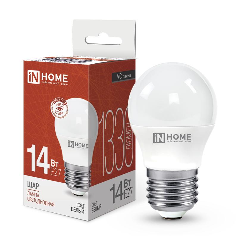 лампа светодиодная led-шар-vc 14вт 230в e27 4000к 1330лм in home 4690612047829 с доставкой по МСК, категория лампа светодиодная