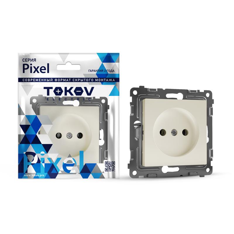 розетка 1-м сп pixel 16а ip20 без заземл. защ. шторки механизм беж. tokov electric tke-px-r1sf-c02 с доставкой по МСК, категория розетка штепсельная