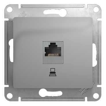 розетка компьютерная 1-м сп glossa rj45 кат.5e механизм алюм. se gsl000381k с доставкой по МСК, категория розетка медная коммуникационная (витая пара)