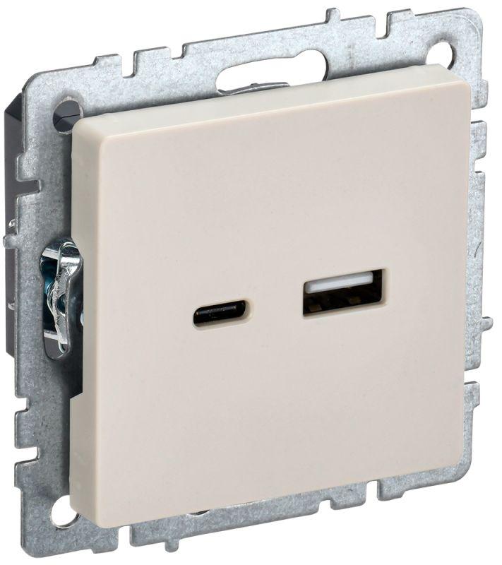 розетка brite usb a+c 18вт рю11-1-бркр беж. iek br-u22-018-k10 с доставкой по МСК, категория электропитание usb