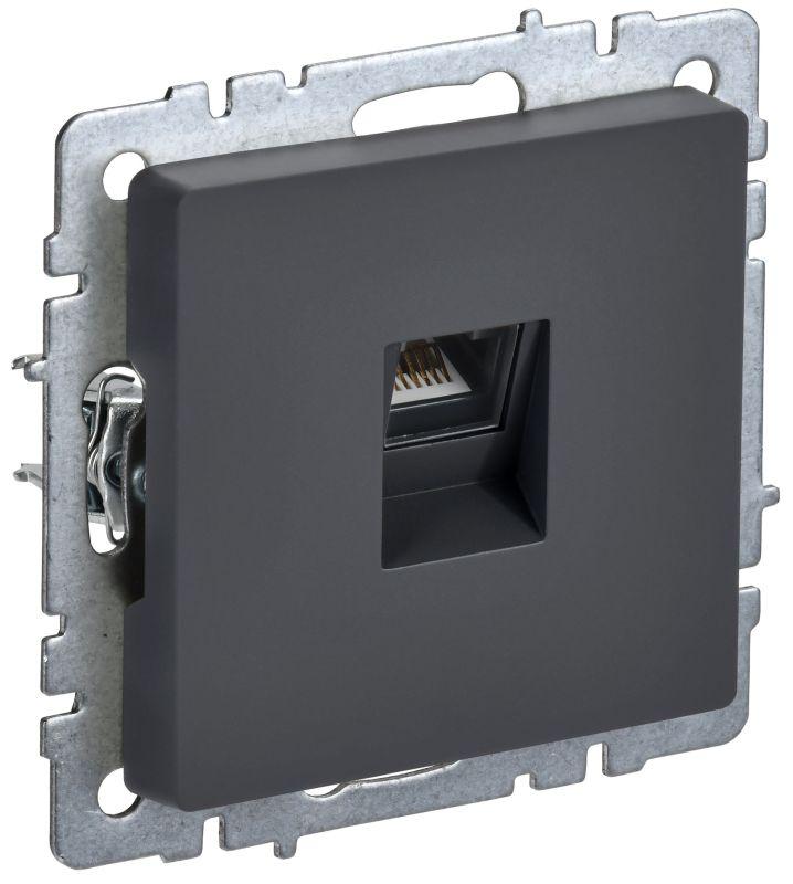 розетка компьютерная сп rj45 кат.5e brite рк10-брг механизм графит iek br-k10-1-k53 с доставкой по МСК, категория розетка медная коммуникационная (витая пара)