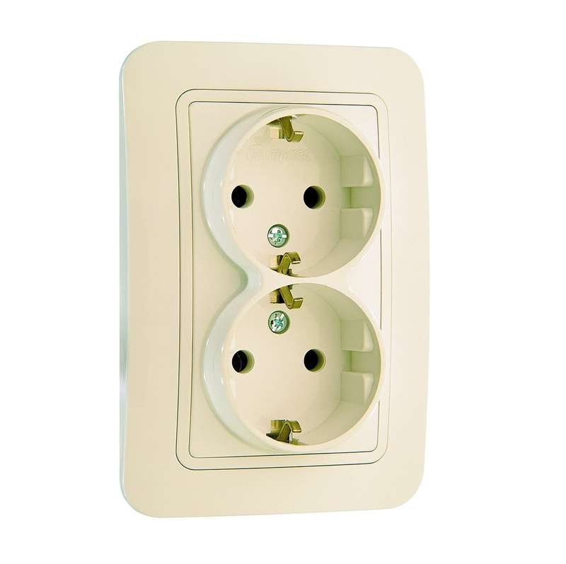 розетка 2-м сп lillium 16а ip20 с заземл. крем./крем. makel 70282 с доставкой по МСК, категория розетка штепсельная