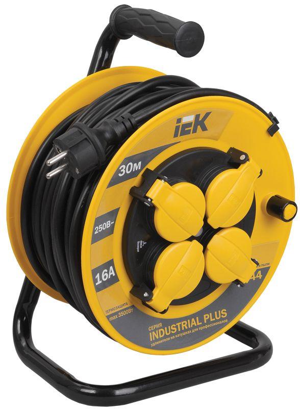 удлинитель на катушке 4х30м с заземл. 16а ip44 industrial plus ук30 3х1.5 термозащита iek wkp15-16-04-30-44 с доставкой по МСК, категория удлинитель кабельный на катушке/барабане