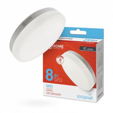 лампа светодиодная led-gx53-vc 8вт таблетка 6500к холод. бел. gx53 760лм 230в in home 4690612020747 с доставкой по МСК, категория лампа светодиодная