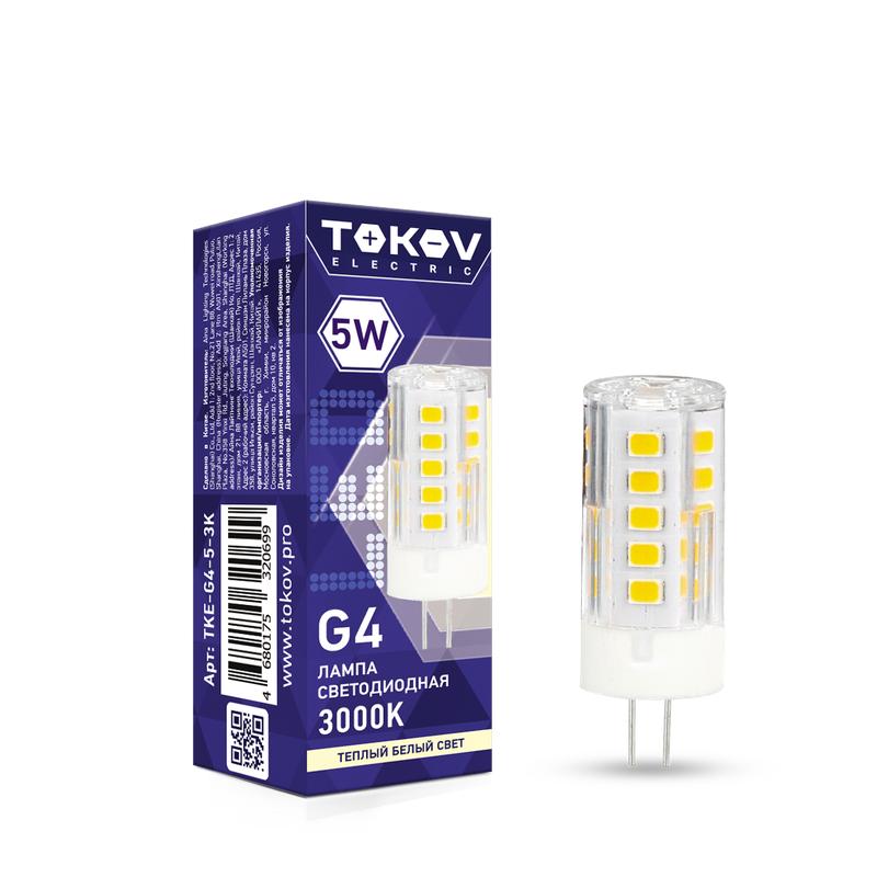 лампа светодиодная 5вт capsule 3000к g4 220-240в tokov electric tke-g4-5-3k с доставкой по МСК, категория лампа светодиодная