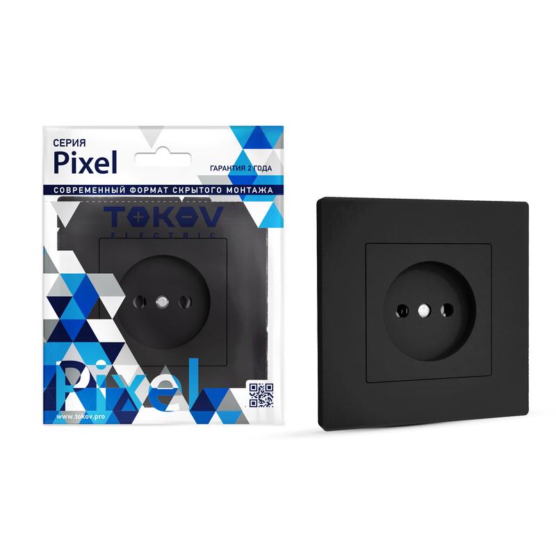 розетка 1-м сп pixel 16а ip20 без заземл. в сборе карбон tokov electric tke-px-r1f-c14 с доставкой по МСК, категория розетка штепсельная