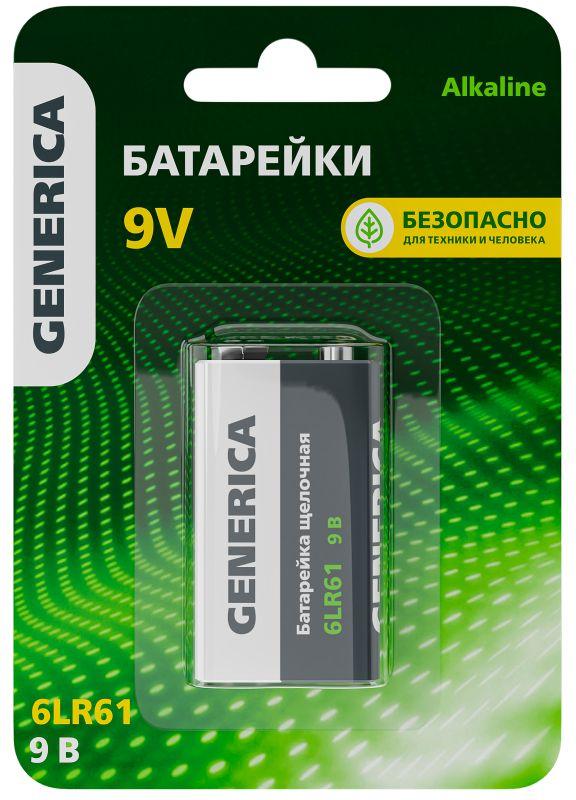 элемент питания алкалиновый "крона" 6lr61 9в alkaline (блист.1шт) generica abt-6lr619v-st-l02-g с доставкой по МСК, категория гальванический элемент