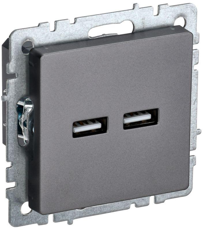 розетка brite usb a+a 3.1а рю10-1-брс сталь iek br-u21-d31-k46 с доставкой по МСК, категория электропитание usb